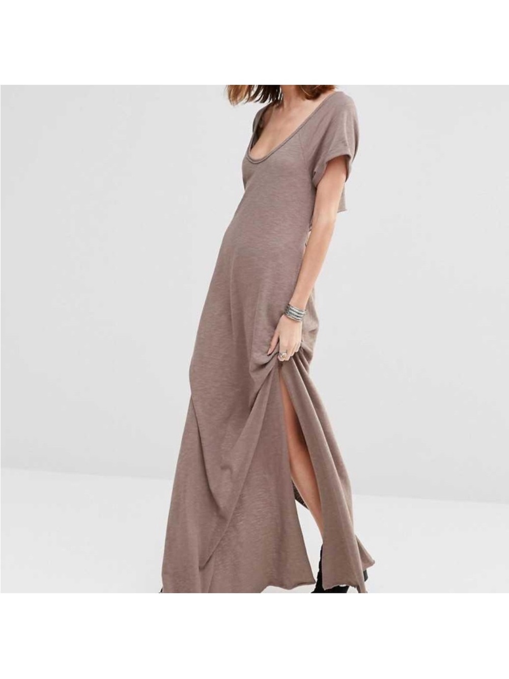 Free People Beach Odessa Maxi Dress Dark Taupe S